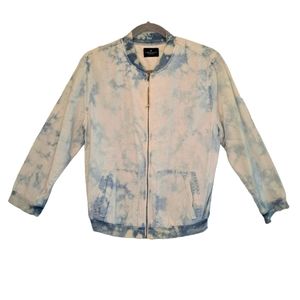 American Eagle Acid Wash Lightweight Denim Bomber Jacket Size Medium